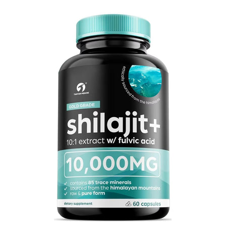 Shilajit Capsules – 10:1 Extract with Fulvic Acid, 60 Vegetarian Capsules