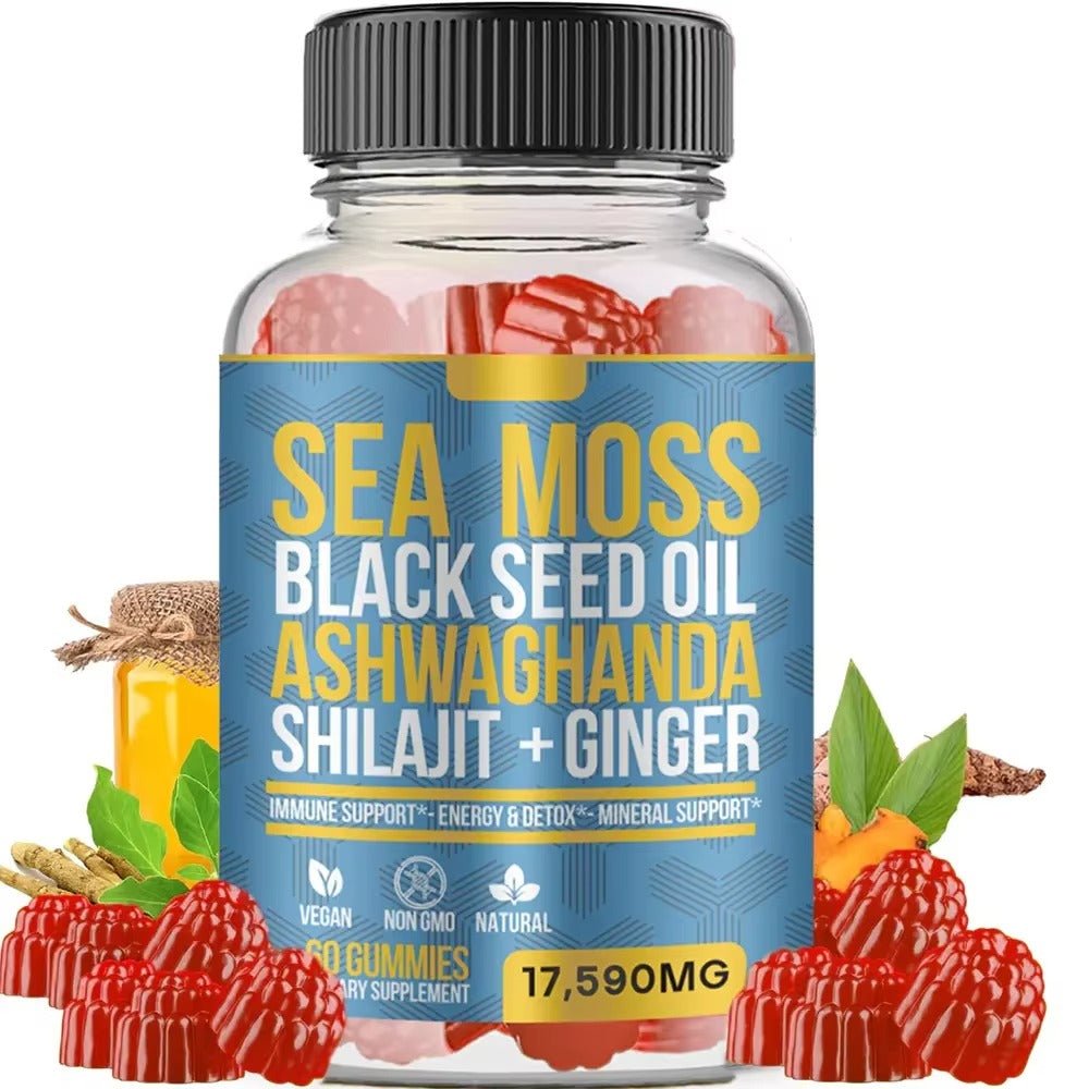 Shilajit Energy Gummies – With Sea Moss, Black Seed Oil, Ashwagandha & Ginger