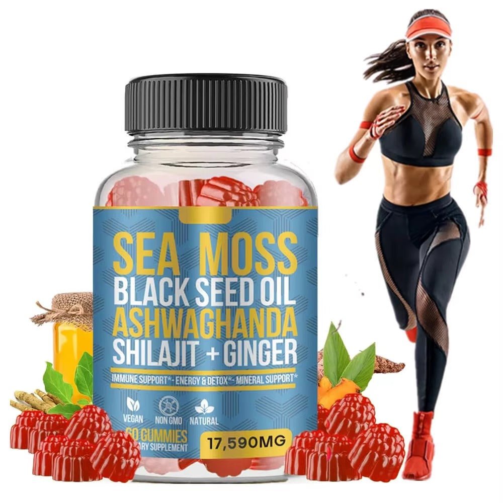 Shilajit Energy Gummies – With Sea Moss, Black Seed Oil, Ashwagandha & Ginger