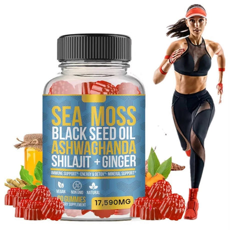 Shilajit Energy Gummies – With Sea Moss, Black Seed Oil, Ashwagandha & Ginger