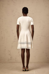 Shiloh Mini Dress White Knit Cut Out Scallop Hem