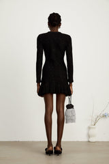 Shiloh Sequin Mini Dress Black Long Sleeve Knee Length