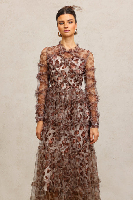 Sienna Brown Leopard Print Tiered Dress