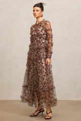 Sienna Brown Leopard Print Tiered Dress