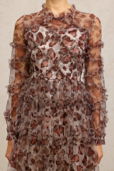 Sienna Brown Leopard Print Tiered Dress