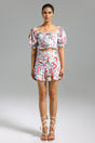Silvana White Floral Puff Sleeve Dress