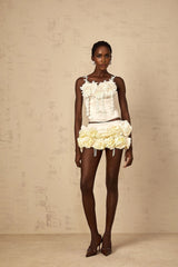 Silvestra Cropped Top Floral Embroidered Sweetheart Corset & Spaghetti Straps
