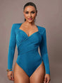 Simona Bodysuit - High Stretch Knitted Fabric - Slim Fit - Long Sleeve Length - Casual Style - Natural Waist Line - Sweetheart Neckline