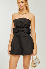 Simona Mini Dress Simona Off Shoulder Black Bowknot Pleated