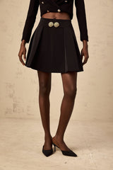Simona Skirt Simona Flared Black Double Buckle