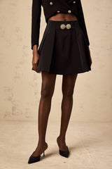 Simona Skirt Simona Flared Black Double Buckle
