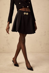 Simona Skirt Simona Flared Black Double Buckle