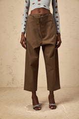 Simona Trousers with Modern Cutout Design in Brown