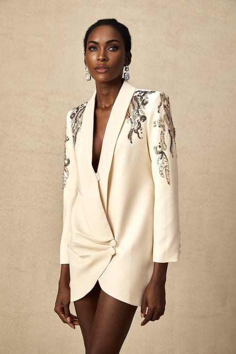 Simonetta Sequined Blazer with Crystal Embellishment