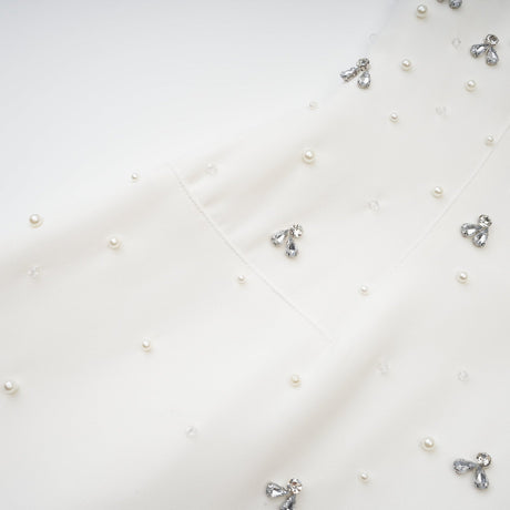 Skye Midi Dress White Off Shoulder Embellished Zip Fastening