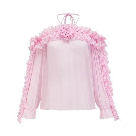 Sleeveless pink top with sheer fabric called Darcy