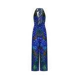 Sleeveless silk jumpsuit with halter neckline in a flowing silhouette