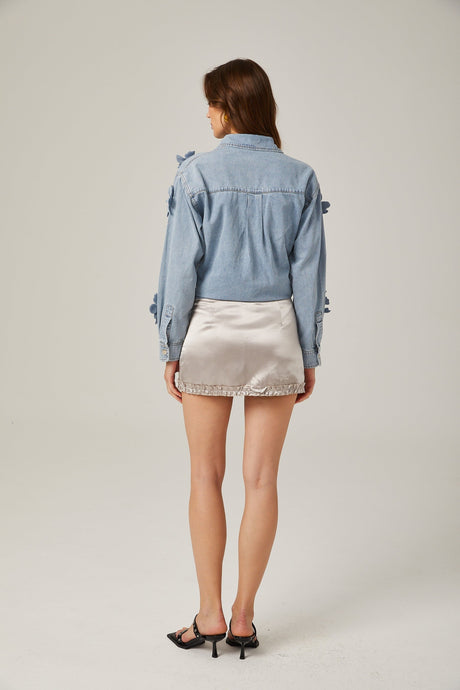 Sloan Denim Shirt with Floral Applique