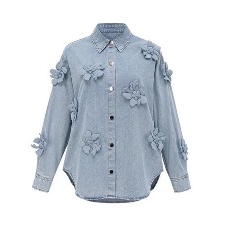 Sloan Denim Shirt with Floral Applique