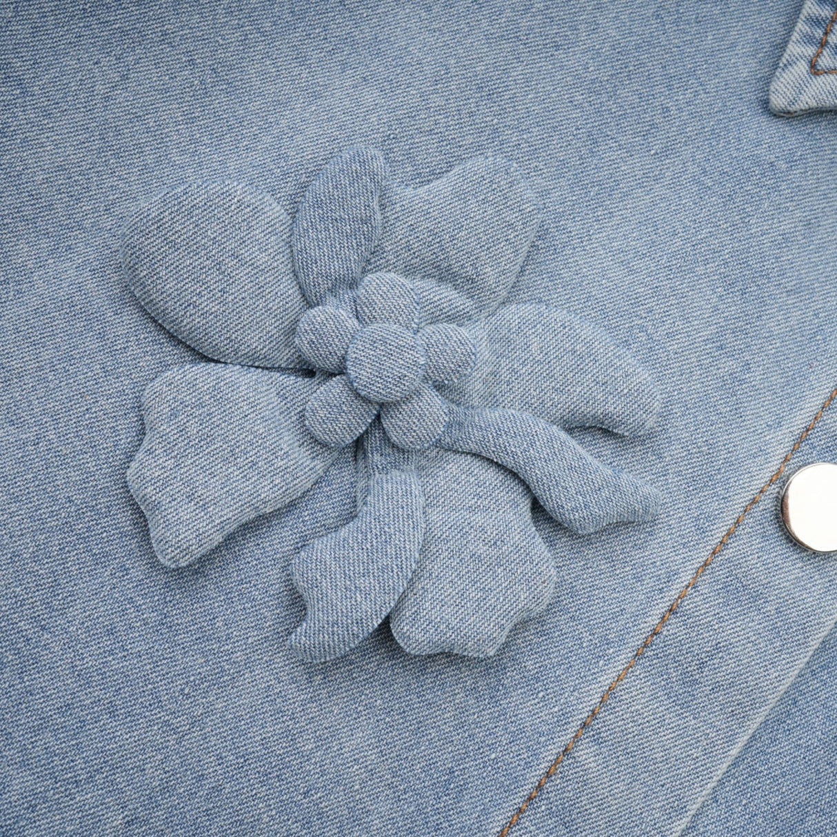 Sloan Denim Shirt with Floral Applique