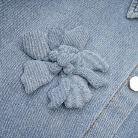 Sloan Denim Shirt with Floral Applique