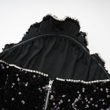 Sloan Dress Black Sequin Crystal Embellished Off - Shoulder Mini