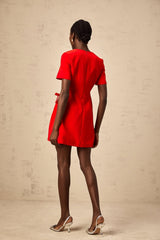 Sloan Mini Dress Red Bow Flare Back Zip