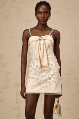 Sloan Sequin Mini Dress in Pink with Bowknot Detailing