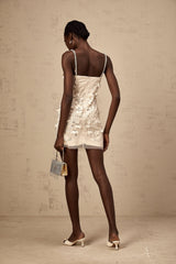 Sloan Sequin Mini Dress in Pink with Bowknot Detailing