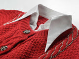 Sofia Cropped Cable Knit Cardigan - Decorative Buttons and Trim for a Relaxed Look