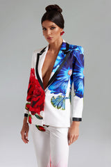 Sofia White Floral Printed Blazer Set
