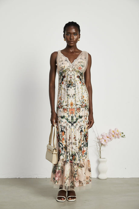 Solada embellished floralprint maxi dress