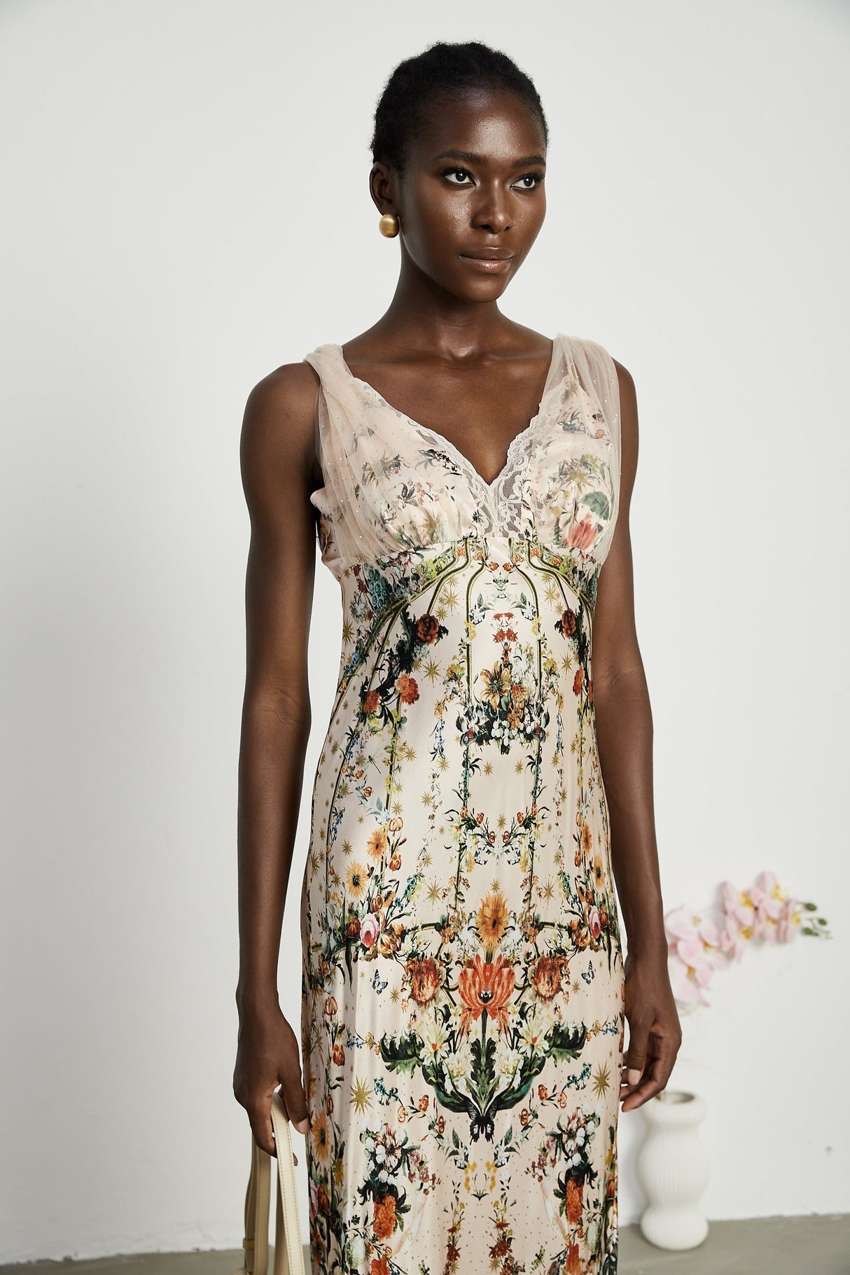 Solada embellished floralprint maxi dress