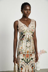 Solada embellished floralprint maxi dress