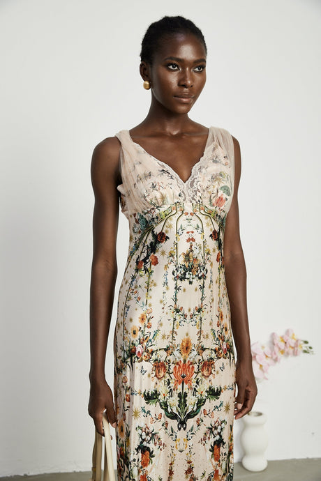 Solada embellished floralprint maxi dress