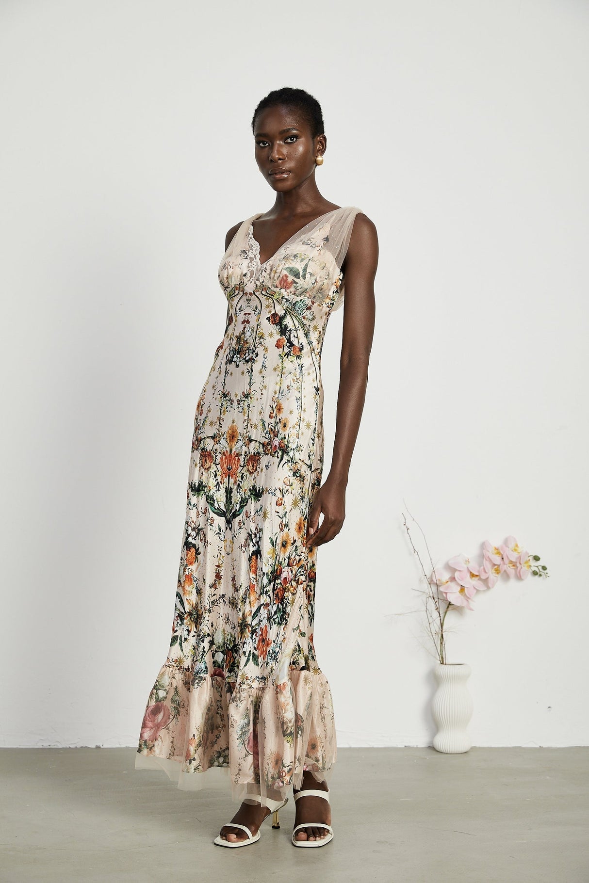 Solada embellished floralprint maxi dress
