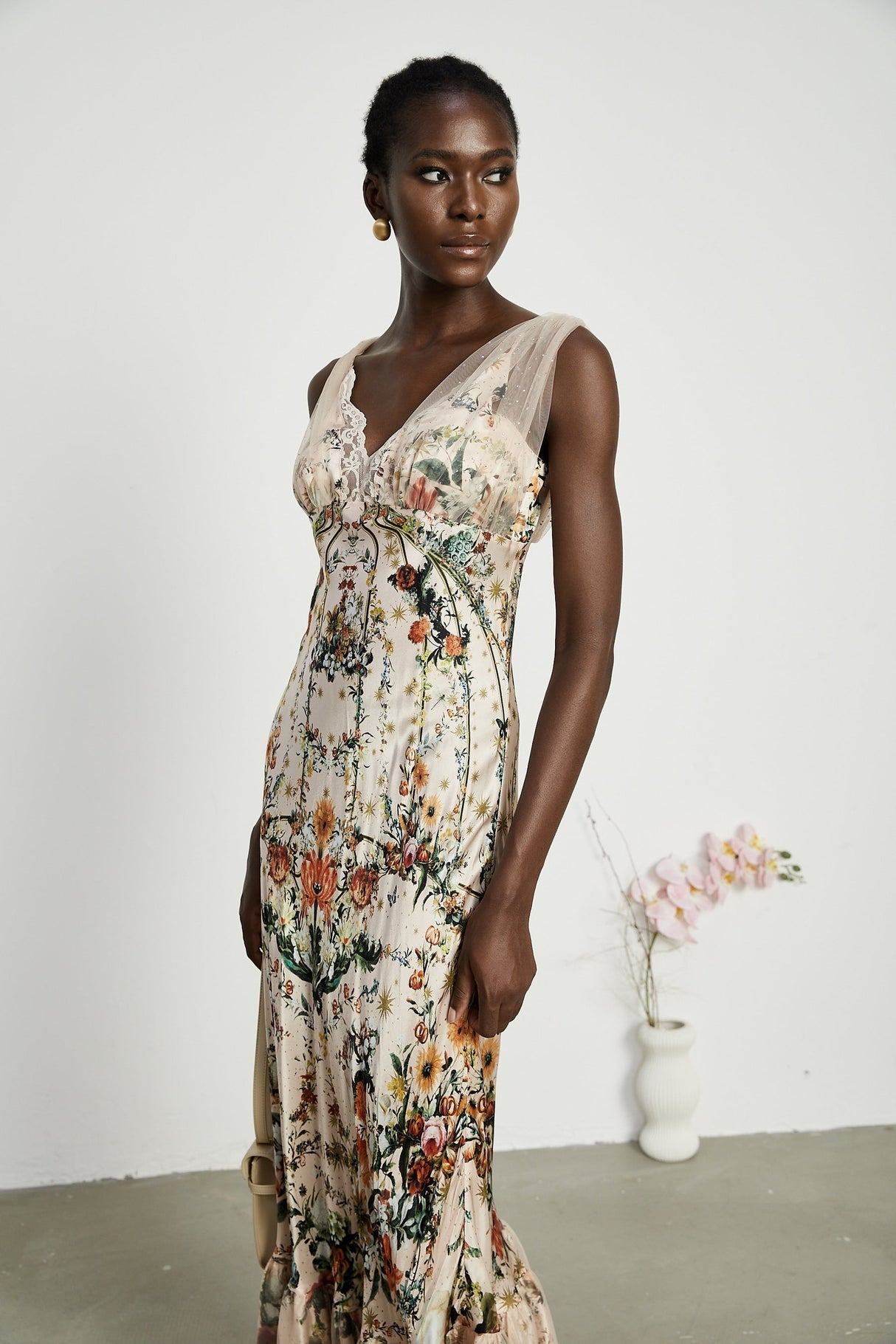 Solada embellished floralprint maxi dress