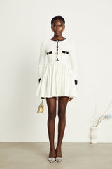 Solange white knitted pleated mini dress