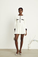 Solange white knitted pleated mini dress