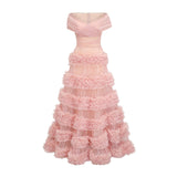 Solène pink tiered maxi dress