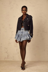 Sophie Light Blue Denim Ruffled Mini Skirt