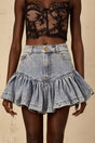Sophie Light Blue Denim Ruffled Mini Skirt