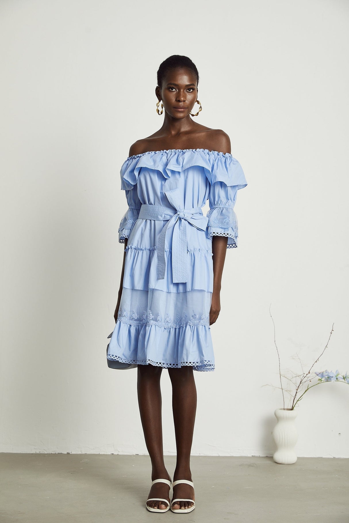 Sophie offshoulder tiered midi dress