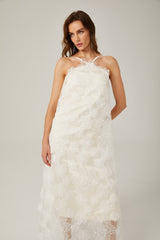 Stacie white floralappliqué maxi dress