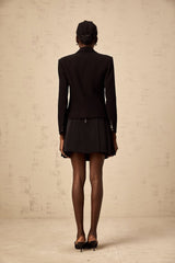 Stefania Blazer Stefania Black Crystal Brooch Double Breasted