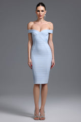 Stefania Blue Bandage Off-Shoulder Dress
