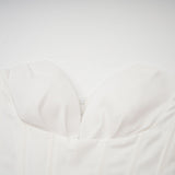 Stefania Midi Dress White Off Shoulder Corset Pleated Pockets