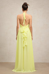 Stefania Yellow Maxi Dress with Ruffle Detailing