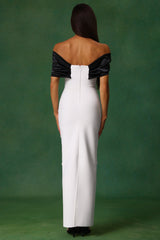 Stella White Diamond Bow Off-Shoulder Maxi Dress