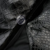 Stylish black leather jacket with cinched waist named Elodie